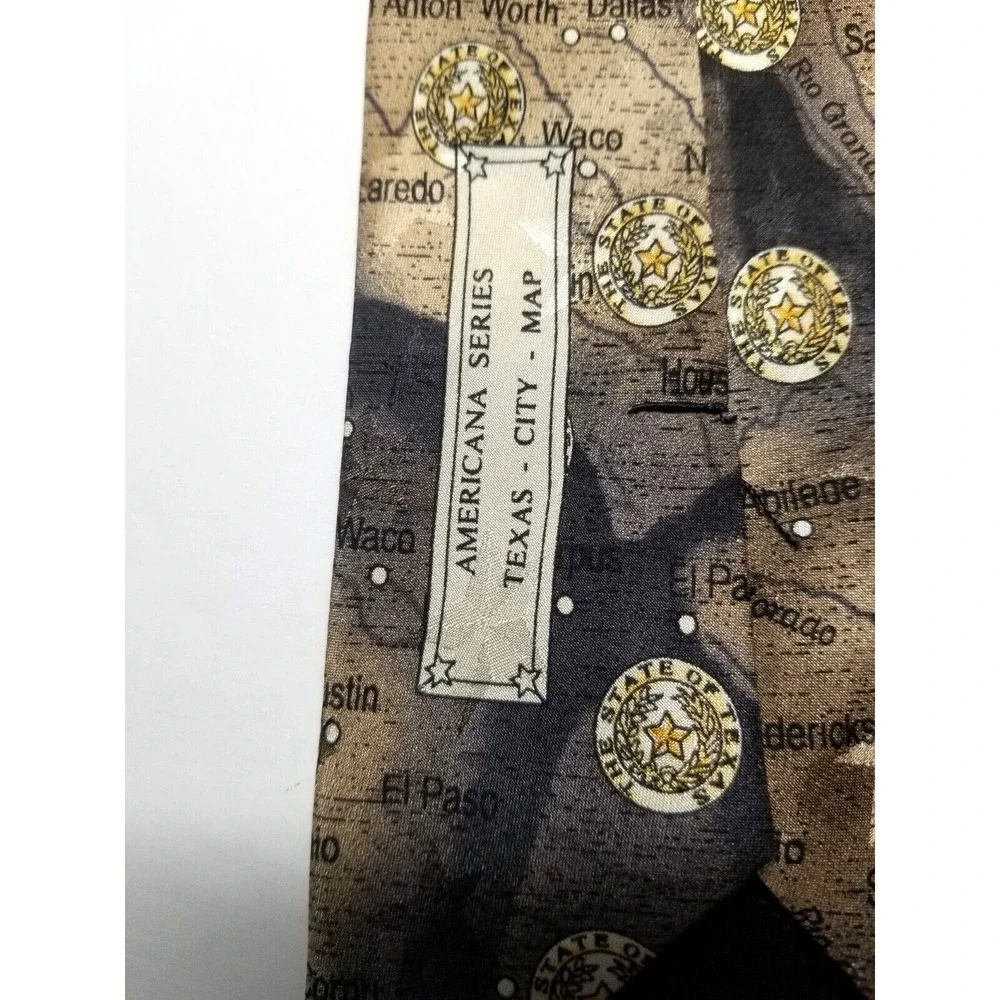 Tango by Max‎ Raab Americana Series - Texas City Map Brown Silk Tie